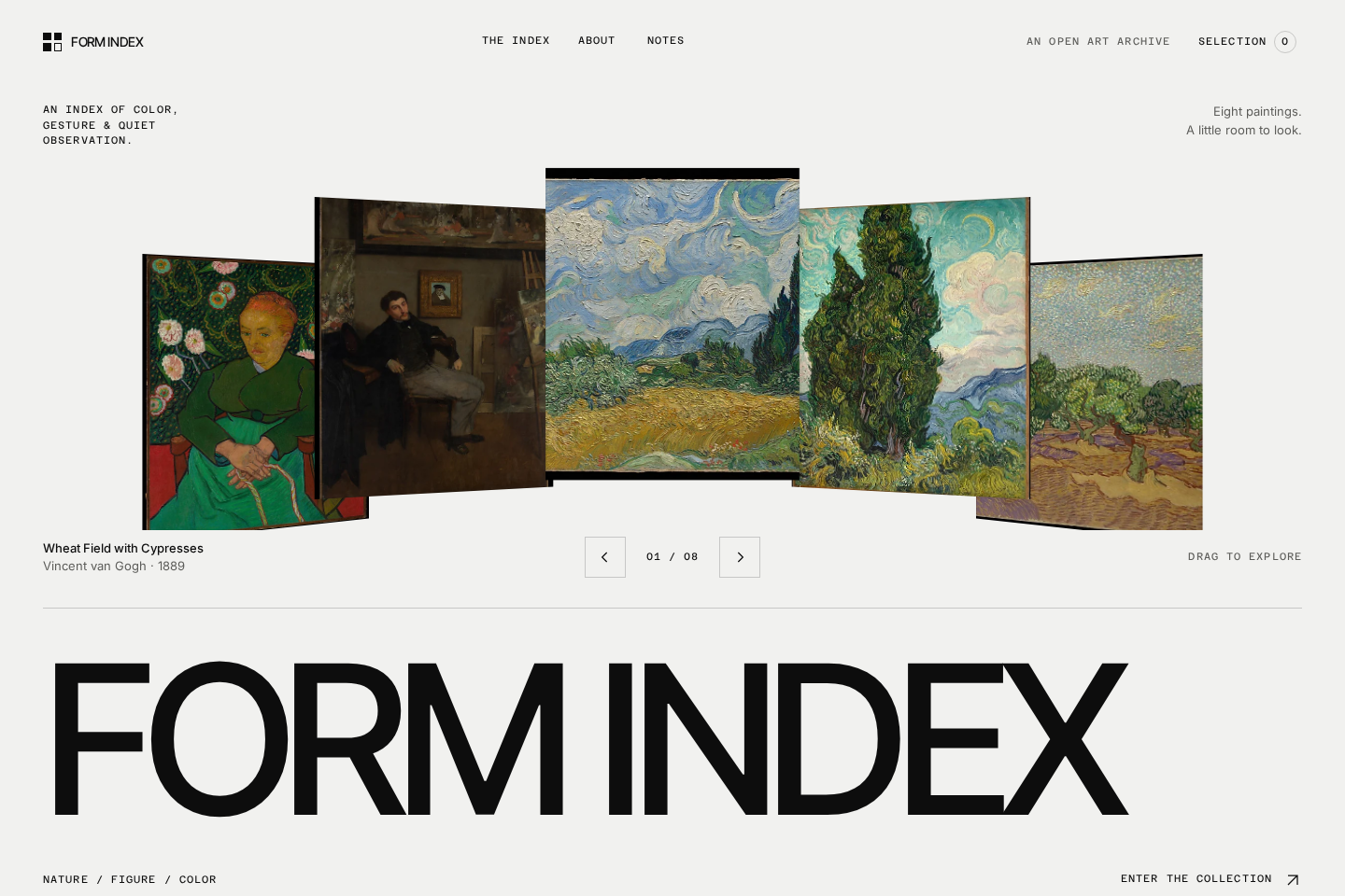 Form Index — A quiet art archive