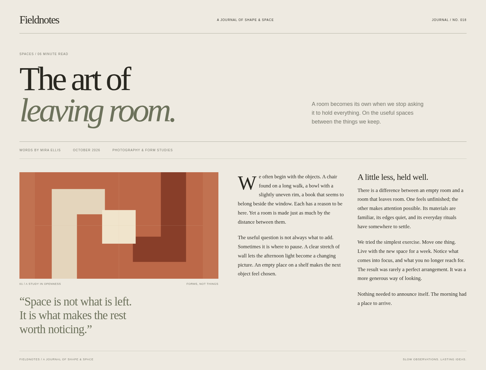 Fieldnotes — A spacious article reading layout
