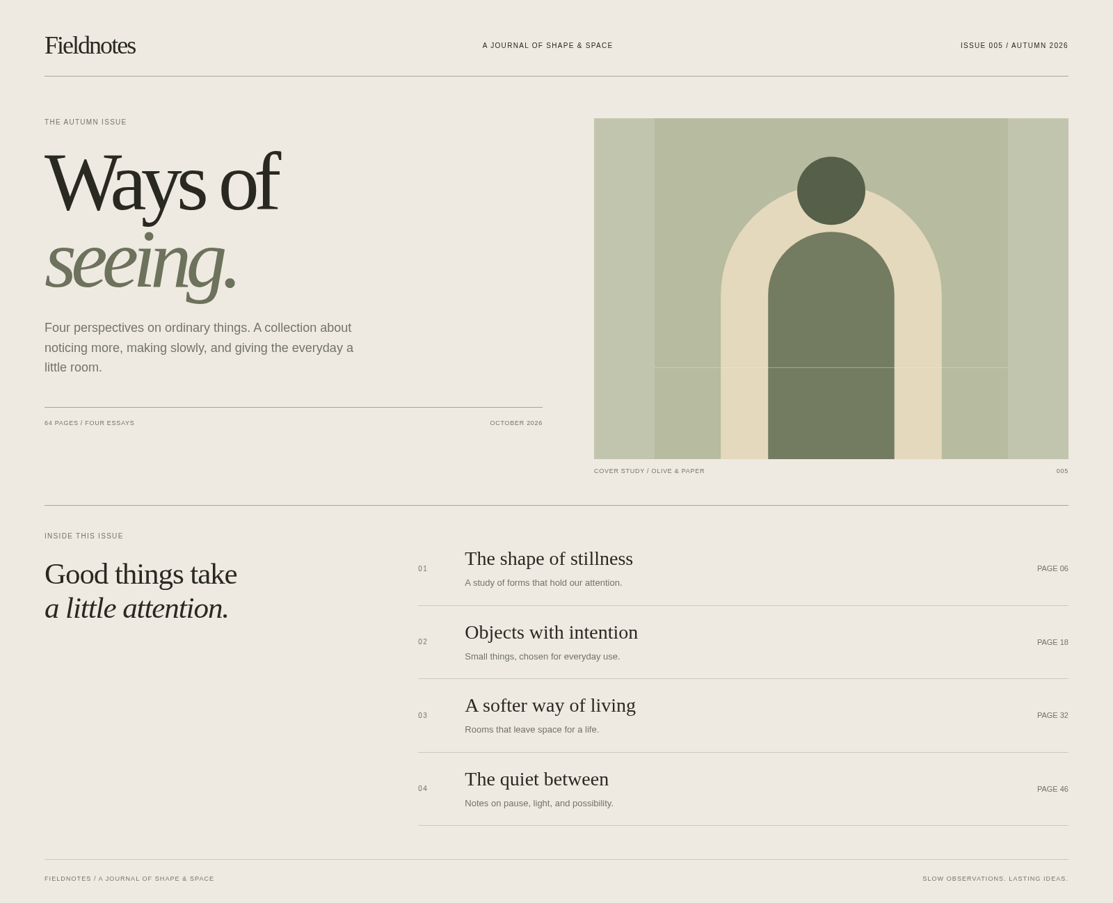 Fieldnotes — An autumn issue and contents
